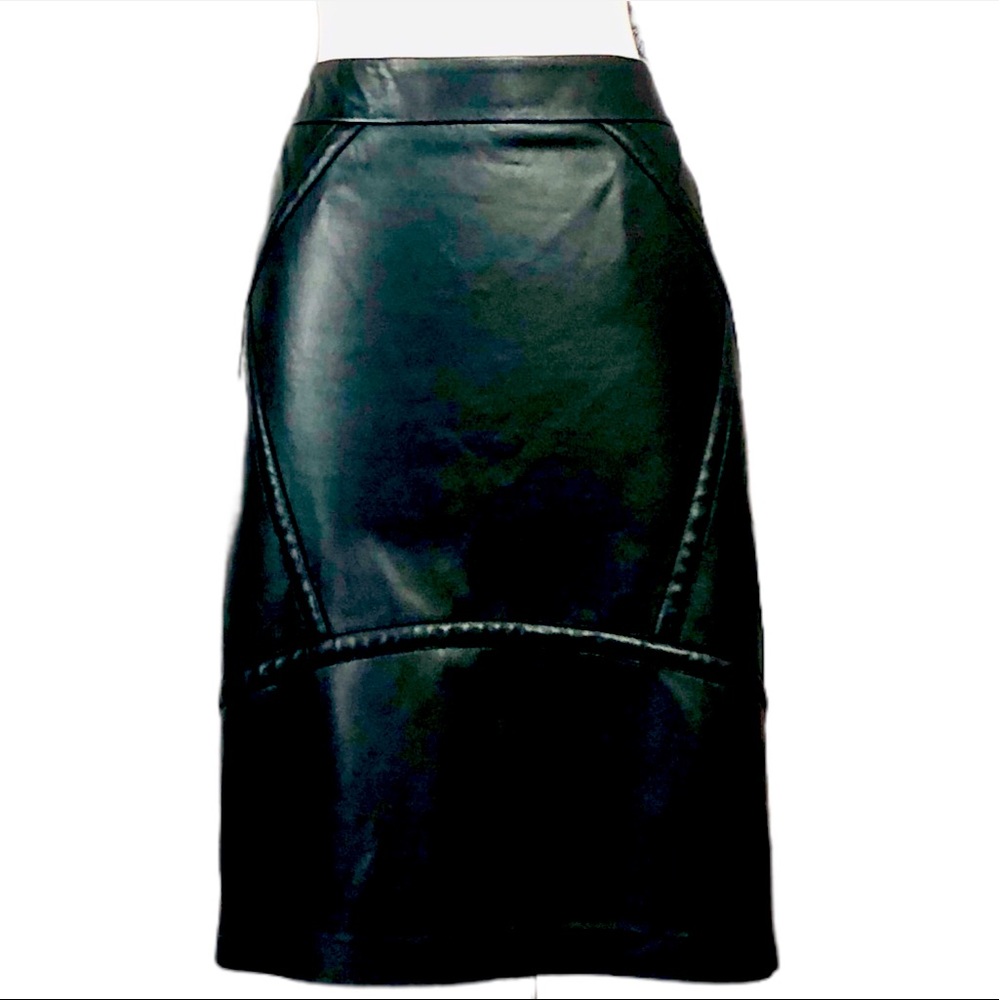 Lafayette 148 Black Leather Skirt 6